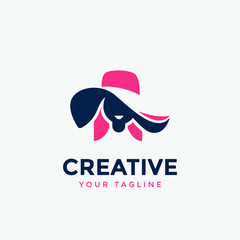 beauty or fashion logo design template, beautiful woman vector illustration