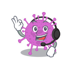 A gorgeous avian coronavirus mascot character concept wearing headphone