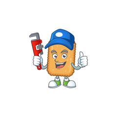 Mascot design concept of biscuit work as smart Plumber