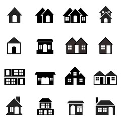 set of Building symbol vector. Hospital, hotel, apartment, skyscraper, school, house modern icon illustration design, white background 