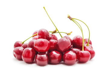 Red ripe cherries.