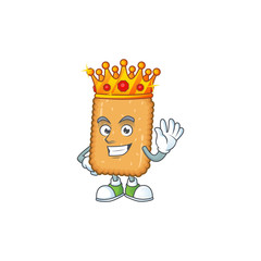 The Charismatic King of biscuit cartoon character design wearing gold crown