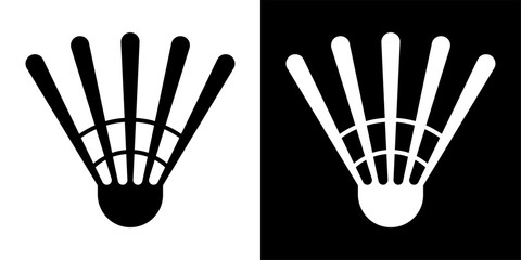 shuttlecock for badminton in black and white colors, icon logo. Isolated vector on white background