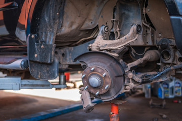 Fototapeta na wymiar Car brake repair. Car service