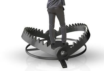 Man caught in mouse trap in risk business concept