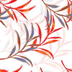 Tree branches seamless pattern.Image on white and color background.