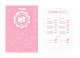 Sweet bakery menu cafe Vector