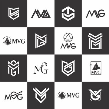 Set of MVG logo design ideas vector
