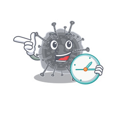 articulavirales mascot design concept smiling with clock