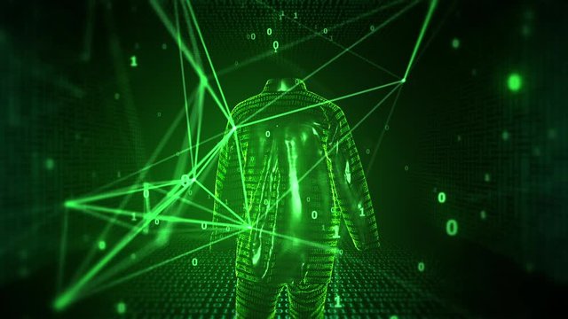 Invisible Internet User Walks on Digital Cyber Space with Network Lines and Binary Codes using VPN
