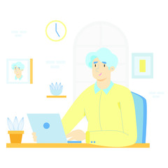 work from home man coronavirus 2019-nCoV prevention design vector