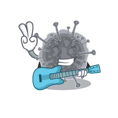 Talented musician of articulavirales cartoon design playing a guitar