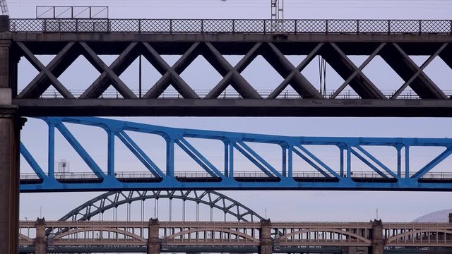 Newcastle upon Tyne bridges over river England UK 4K