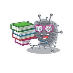 A diligent student in articulavirales mascot design concept with books