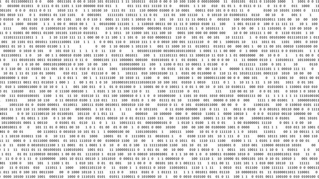 Binary numbers matrix in black on a white digital computer monitor screen. Data code in hacker or security technology concept. Abstract animated illustration.