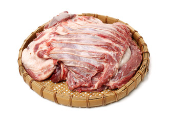 raw lamb meat on white background