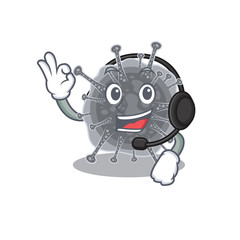 A gorgeous articulavirales mascot character concept wearing headphone