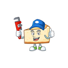Mascot design concept of cheese cake work as smart Plumber