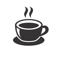 Cup of coffee vector illustration in black design isolated on white background. Coffee icon 
