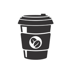 Disposable coffee cup vector illustration in black and white design. Coffee icon 