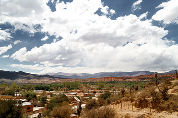 Humahuaca town seen from a hill in Jujuy, Argentina