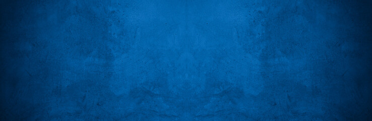 Old wall pattern texture cement blue dark abstract  blue color design are light with black gradient background.