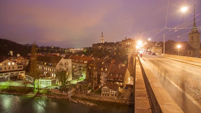 Evening to night time lapse of Bern Switzerland.
