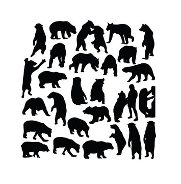 Wild Bear Animal Activity Silhouettes, art vector design
