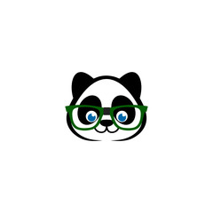 Cute panda with glasses icon isolated on white background