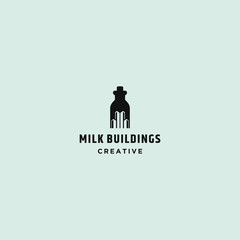 Milk Buildings logo template design in Vector illustration 