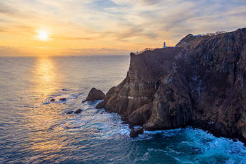 Aerial view of earth cape in Muroran city, Hokkaido