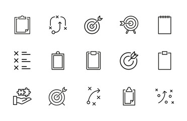 Set of planning related vector line icons.