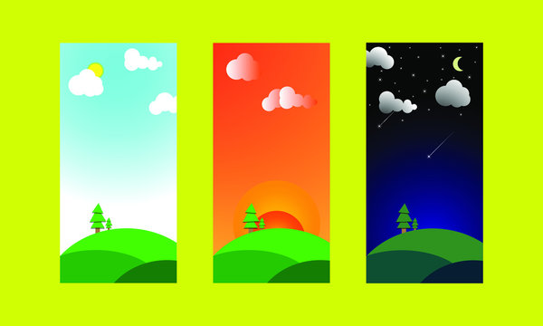 Morning, Afternoon And Night Images background, Stock Photos & Vectors.