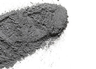 Top view of natural colored gray pigment powder close up, matt grey eyeshadow or powder mica...