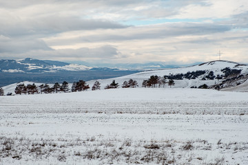 Georgia country side in winter season at Gudauri