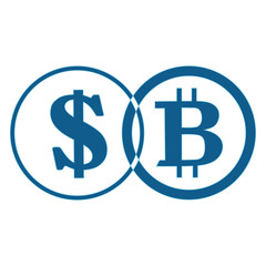 Linear drawing of bitcoin. Exchange of bitcoin to the dollar. Digital Finance. Isolated, white. Illustration