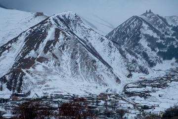 Georgia country side in winter season at Caucasus mountain