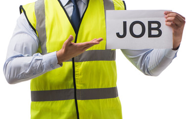 Construction supervisor in recrtuiment concept isolated on white