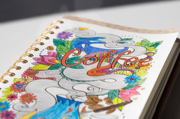 Stress relief coloring book. Antistress painting. 