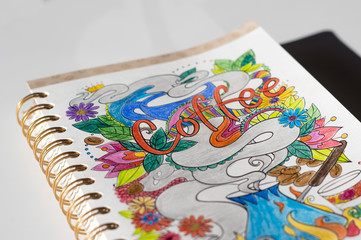 Stress relief coloring book. Antistress painting. 