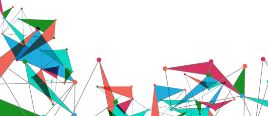 Line points connections, triangular technology design. Abstract geometric background