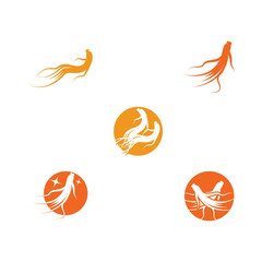 Set Ginseng Wave Logo Template vector
