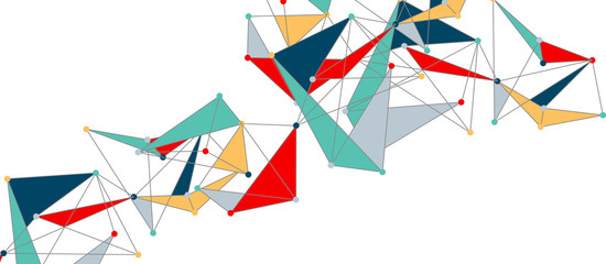 Obraz premium Line points connections, triangular technology design. Abstract geometric background