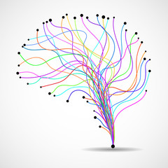Fototapeta premium Abstract human brain of colorful lines. Vector illustration