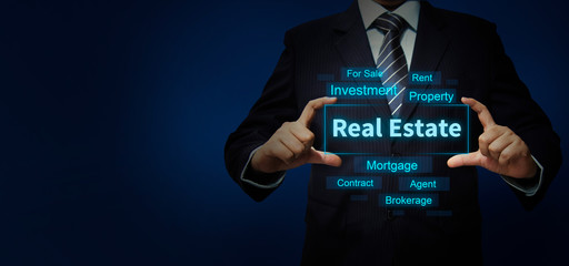 Real Estate digital concept with Business person
