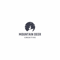 Mountain Deer logo template design in Vector illustration 