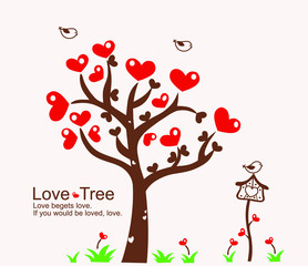 Love Tree and Birds Vector illustration