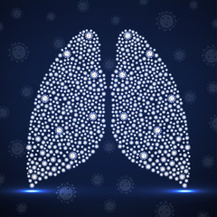 Abstract human lung with coronavirus molecules. Coronavirus 2019-nCoV new virus epidemic. Vector illustration