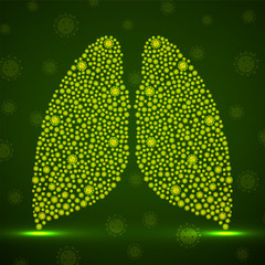 Abstract human lung with coronavirus molecules. Coronavirus 2019-nCoV new virus epidemic. Vector illustration