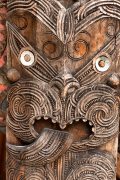 Traditional Maori face carving